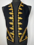 Vintage Waistcoat in Black with Gold Braiding - Size UK 10-12