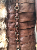 womens  Winter Coat  vintage  real fur  long coat  Leather detailing  Leather  fox fur  coat  brown  Avinue London Urban Village Vintage