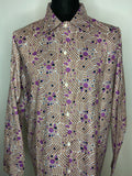 Vintage 1970s 1980s Abstract Print Shirt in Purple and Brown - Size XL