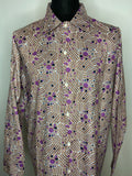 Vintage 1970s 1980s Abstract Print Shirt in Purple and Brown - Size XL