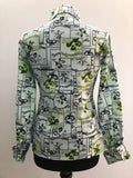 1970s Dagger Collar Novelty Theatre Print Shirt - Size UK 10