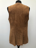 womens  waistcoat  vintage  Urban Village Vintage  urban village  suede  square buckle  long waistcoat  leather trim  leather  brown  70s  70  1970s