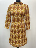 1960s Patterned Knitted Midi Dress - Size 12
