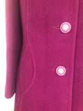 womens  winter coat  vintage  Urban Village Vintage  urban village  Rounded collar  purple  Morvic  made in england  long sleeve  Jacket  fabric button  collar  coat  button down  button  big button  Astrakhan collar  60s  1960s  12
