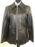 1970s Fitted Leather Jacket in Black - Size UK 12