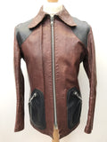 vintage  sears  Rare  Oxblood  mens  M  Leather  Jacket  Black  Beagle collar  70s  60s  1970s  1960s