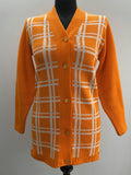 acid  womens  vintage  Urban Village Vintage  urban village  retro  orange  long sleeve  knitwear  knitted  knit  check  cardigan  cardi  70s  1970s  12  10-12  10acid  womens  vintage  Urban Village Vintage  urban village  retro  orange  long sleeve  knitwear  knitted  knit  check  cardigan  cardi  70s  1970s  12  10-12  10
