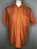 vintage  Urban Village Vintage  urban village  stripes  short sleeved  short sleeve  Shirt  orange  Meritus  mens  L  dagger collar  collar  chest pockets  checked  check  button  70s  1970s