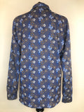 womens  vintage  Urban Village Vintage  urban village  top  shirt  John Morgan  floral print  dagger  collar  Blue  blouse  70s  70  1970s  16