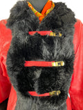 womens  winter warmer  Winter Coat  winter  vintage fur  vintage  UK  twist lock  style  red leather  red  real fur  long coat  Leather Coat  Leather  ladies  fur trims  festive  fashion  Coney Fur  coat  clothing  clothes  christmassy  christmas  black coney fur  autumnal  autumn  70s  1970s  10