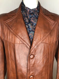 XL  vintage  Urban Village Vintage  urban village  soft leather  pockets  mens  long sleeve  Leather Jacket  Leather Coat  Leather  Jacket  collar  brown leather  brown  Attica of California  70s style  70s  1970s