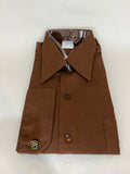 Vintage 1970s Deadstock Dagger Collar Shirt in Brown - Size XL