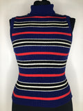 vintage  Urban Village Vintage  top  sweater  stripes  sleeveless  red  multi  Lightweight Knit  light knit  knitwear  knitted  knit  jumper  blue  70s  1970s  10