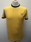 Fred Perry Sportswear T-Shirt Yellow with Logo Strip on Arm - Size M
