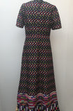 womens  vintage  v-neck  Urban Village Vintage  square print  multi  maxi dress  maxi  long dress  dress  brown  70s  1970s  12