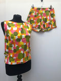 Rare 1960s Two Piece Top and Shorts Set - Size 8