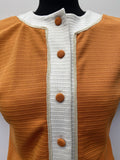 vintage 60s 1960s mod suit set trousers flared wide leg top tunic short sleeved orange white rare urban village womens clothing