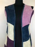 womens  waistcoat  vintage  Urban Village Vintage  urban village  Suede Jacket  Suede  sleevless  sleeveless  retro  purple  Patchwork waistcoat  patchwork  multi  mod  Jacket  Blue  60s  60  1960s  1960  12