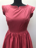 womens  white  vintage  Urban Village Vintage  short sleeved  roll neck  pink  dress  50s  1950s