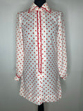 1970s White/Red Polka Dot Mod Mini Dress - UK 10