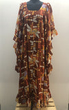 womens  vintage  Urban Village Vintage  urban village  underskirt  prairie  orange  maxi dress  long dress  gypsy  green  floral print  floral dress  festive  dress  brown  boho  angel sleeve  8  70s  1970s