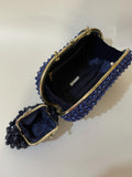 womens bag  womens accessories  womens  vintage  Urban Village Vintage  space  silver  purse  party  oval bag  hard case  handbag  fully lined  evening bag  clutch bag  clasp purse  clasp bag  christmas  chain strap  blue  beading detail  bag  60s  1960s