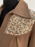 autumn dress  winter dress  womens  vintage  urban village  secretary  retro  pointed collar  open collar  floral  ditsy  day dress  dagger collar  Cotton  collar  brown  big collar  70s  70  1970s  12