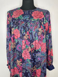 womens  vintage  tunic top  smock dress  smock  One Size  multi  kaftan  indian print  Indian  hippie  floral print  festival  boho  bohemian  Blue  8  70s  1970s  18  16  14  12  10