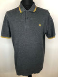 Fred Perry Polo Top in Grey & Yellow - Size L