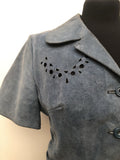 womens  vintage  Urban Village Vintage  two piece  top  suede top  suede skirt  suede  formal  blue  belted top  60s  1960s  10