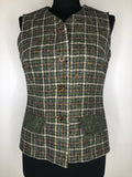 womens  waistcoat  vintage  Urban Village Vintage  urban village  sleeveless  Riddella Model  pockets  pocket detail  pocket  Green  check  buttons  button up  button front  brown  70s  70  1970s  1960s  10