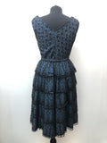 zip  womens  vintage  Urban Village Vintage  urban village  Turquoise  sweetheart neck  layers  lace  knee length  frill lace  fitted waist  dress  black  50s  50  1950s  10