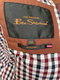 xxl  waist band  vintage  Urban Village Vintage  urban village  skinhead  Size XXL  retro  MOD  mens  lining  Jacket  Harrington Jacket  harrington  elasticated  Cotton  checked  check lining  brown  ben sherman  2xl