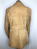 vintage  Urban Village Vintage  urban village  Suede Jacket  Suede  safari style  Safari jacket  safari  pockets  mens  long sleeves  long sleeve  Jacket  front pockets  collared  collar  chest pockets  button  Belted waist  belted  autumn  60s  1960s