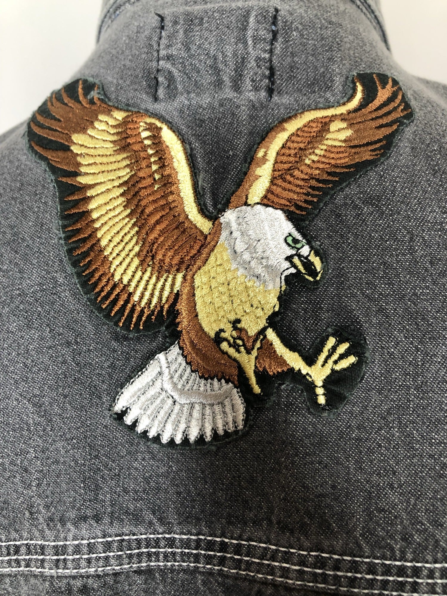 Vintage Lee Rough Riders Denim Embroidered Eagle Western Shirt Size M