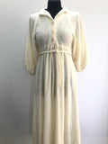 1970s Boucle Belted Dress in Cream - Size UK 8