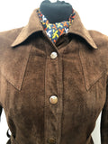 1970s Rare Reversible Leather and Suede Jacket - Brown - Size 8