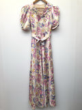 womens  waist belt  vintage  Urban Village Vintage  red  puff sleeve  multi  maxi dress  long dress  floral  Embroidered  dress  belted  8  70s  1970s