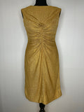 1960s Gold Lurex Mini Evening Shift Dress - UK 10