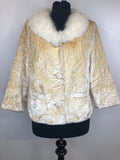 1960s Blonde Faux Astrakhan Fur Collar Jacket - Size UK 16