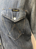 wrangler  womens shirt  womens  vintage  Shirt  jean  jacket  indigo  fitted  denim  blue  70s  1970s  16 urban village vintage