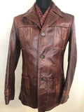 1970s Leather Jacket in Brown - Size S