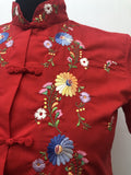 womens  vintage  Urban Village Vintage  urban village  short sleeved  short sleeve  Shirt  red  oriental  floral embroidery  embroidered  chinease  blouse  8