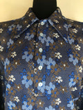 womens  vintage  Urban Village Vintage  urban village  top  shirt  John Morgan  floral print  dagger  collar  Blue  blouse  70s  70  1970s  16
