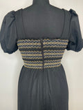 womens  vintage  urban village  silver  shirred  puff sleeves  party  maxi  gold  dress  disco  clothing  black  70s  6  4-6  4  1970s