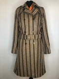 10  womens  Winter Coat  vintage  Urban Village Vintage  urban village  striped  pockets  long sleeve  hippy  DAKS  coat  button front  brown  70s  1970s