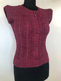 womens  waistcoat  vintage  vest  Urban Village Vintage  urban village  tank  sleeveless  ribbed design  Ribbed  red  Lightweight Knit  light knitwear  knitwear  knitted  knit  Harold Ingram  button up  button front  button  burugndy  8