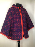 womens  welsh wool  welsh  vintage  Urban Village Vintage  tapestry  S  red  MOD  cape  blue  60s  1960s