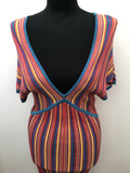 womens  v-neck  Urban Village Vintage  Tall  Stripes  signature stripe  short sleeve  retro  Pepe Jeans  multi  midi dress  midi  L  dress  14  12-14  12