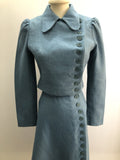 womens jacket  womens  vintage  Urban Village Vintage  urban village  two piece  smart dress  side button fastening  MOD  Light Blue  Harella  decorative pockets  crop jacket  button up  button fastening  blue  blazer jacket  Blazer  8  60s  60  1960s  1960
